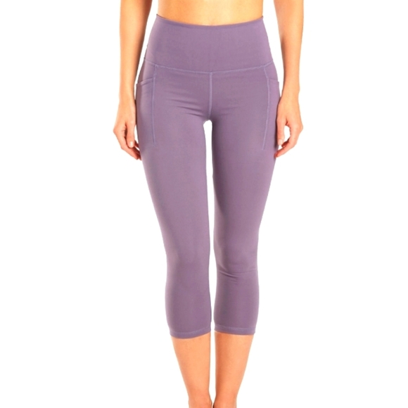 Phisockat Pants - Phisockat Purple High-Waisted Capri Leggings